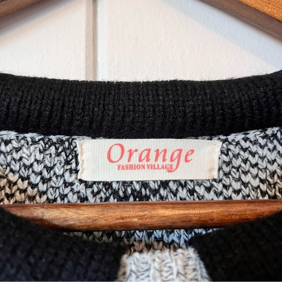 Orange Fashion Village Black and Grey Geometric collared Sweater. - Picture 3 of 9